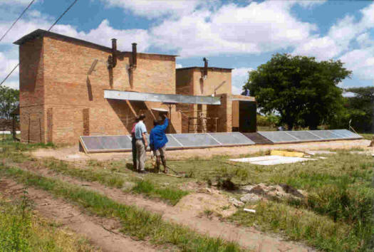 Test solar systems installed by barns at the Tobacco Research Station